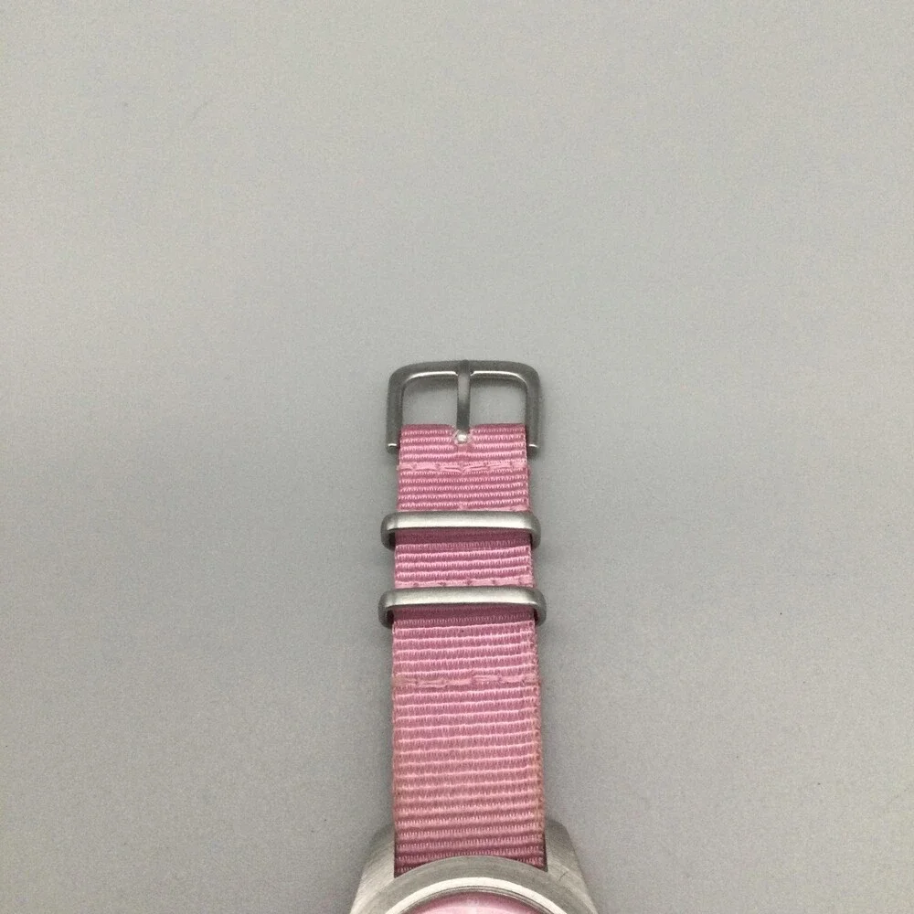 TOKYObay Womens Watch 32mm Pink Dial Nylon CRACKED CRYSTAL New Battery